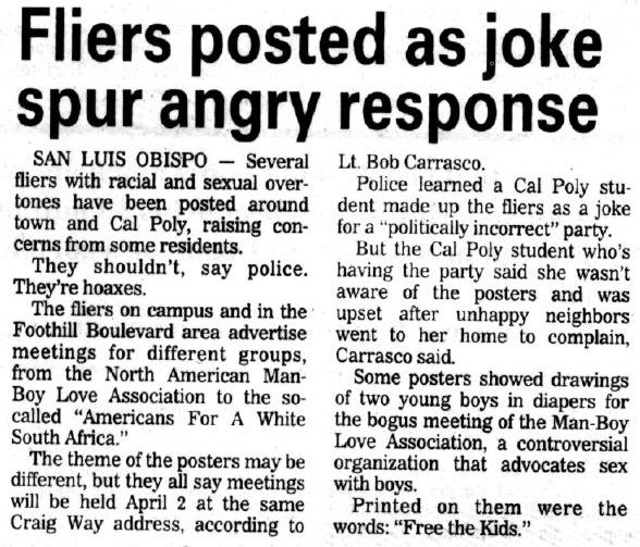 Fliers posted a joke spur angry response