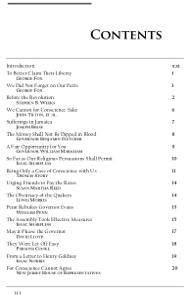 American Quaker War Tax Resistance, table of contents