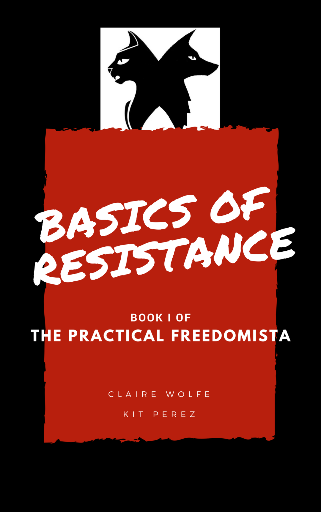 The “Basics of Resistance” book cover image features cat and wolf icons, a play on the names of the authors: Claire Wolfe and Kit Perez