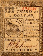 One Third of a Dollar, according to a Resolution of Congress, passed at Philadelphia, February 17, 1776