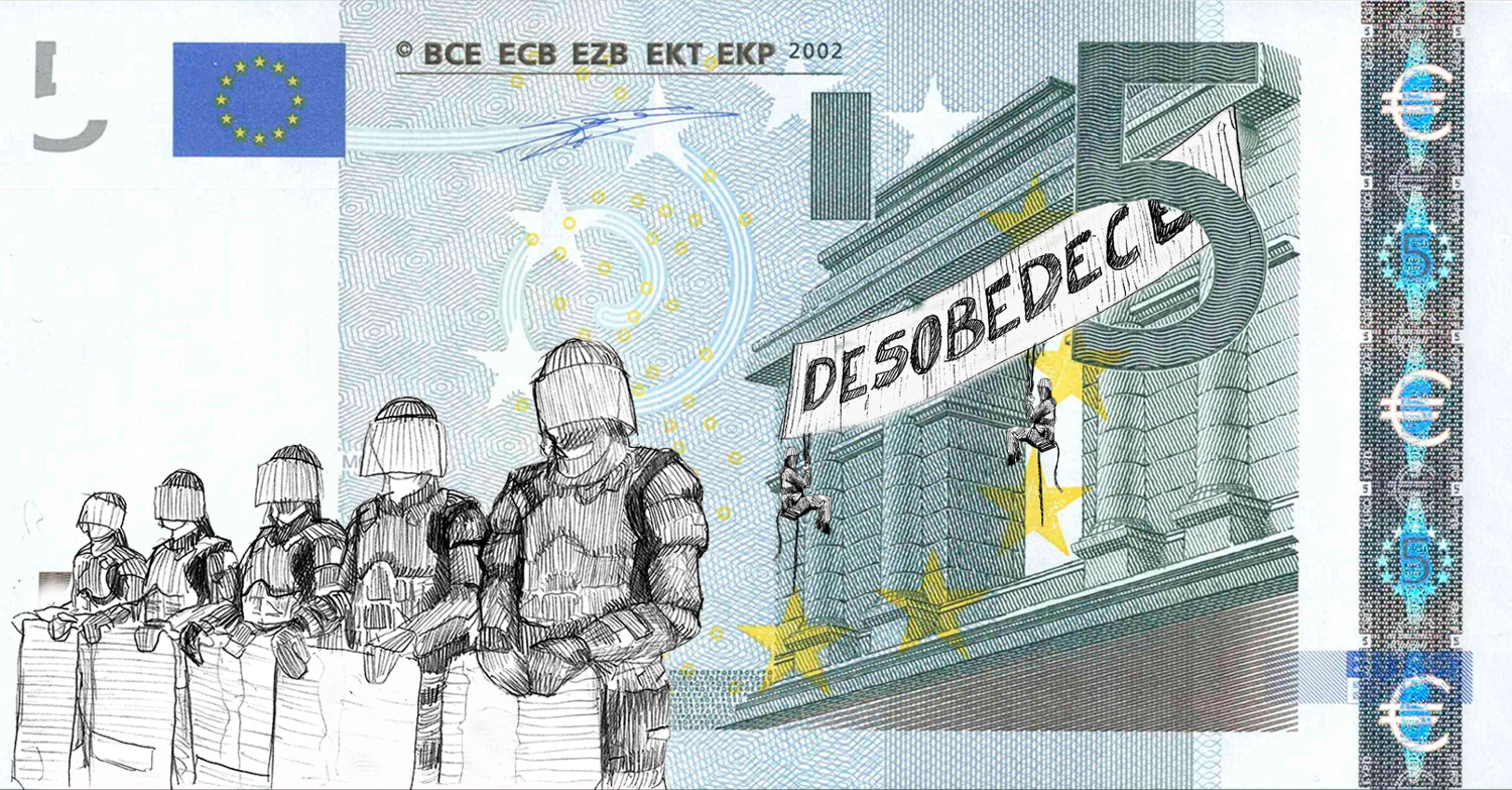 Desobedece! (An altered €5 note)