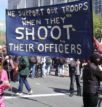 We support our troops when they shoot their officers.