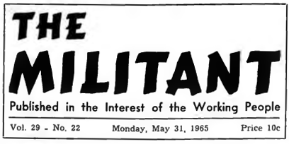 The Militant: Published in the Interest of the Working People (masthead)